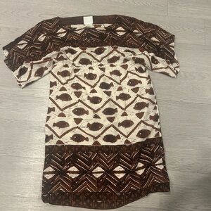 Anna Sui Fish Print 100% Silk Tunic Top Size 8 Egyptian